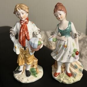 Vintage Kato Kogei Japanese Porcelain Figurines Man and Woman